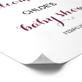 グリーン赤面ブルゴーニュフローラベビーシャワーウェルカム ポスター (角)