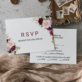 グリーン赤面ブルゴーニュフローラメニューの選択 出欠カード