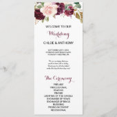 グリーン赤面ブルゴーニュフローラ結婚式 プログラム (正面)