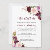 グリーン赤面ブルゴーニュフローラ誓の更新 招待状 (正面)