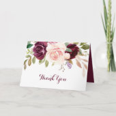 グリーン赤面ブルゴーニュ結婚フローラサンキューカード サンキューカード (正面)