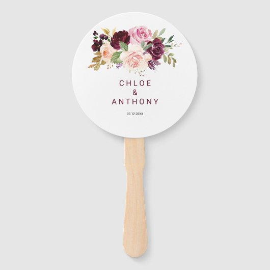 グリーン赤面ブルゴーニュ結婚フローラ ハンドファン (正面)