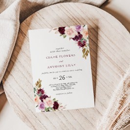 グリーン赤面ブルゴーニュ結婚フローラ 招待状