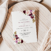 グリーン赤面ブルゴーニュ結婚フローラ 招待状