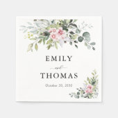 グリーン赤面結婚ピンクズナプキン スタンダードカクテルナプキン (正面)