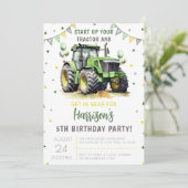 グリーン起動あなたのトラクター誕生日 招待状 (スタンド正面)