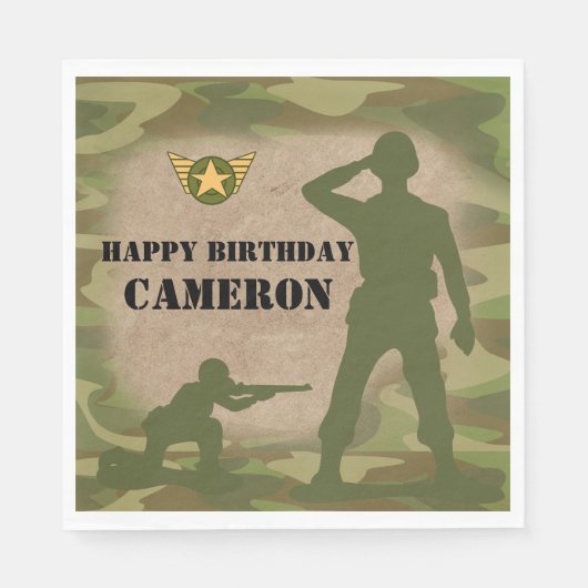 グリーン軍人玩具兵士 スタンダードランチョンナプキン (正面)