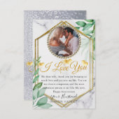 グリーン輝く写真妻周年カード サンキューカード (正面/裏面)