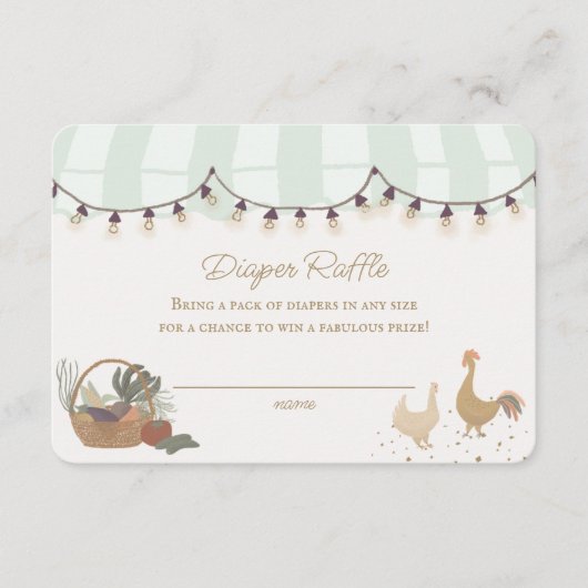グリーン農家マーケットファームおむつラッフルインサート エンクロージャーカード