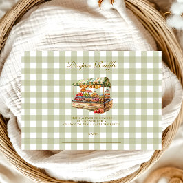 グリーン農家マーケットベイビーシャワーおむつラッフル エンクロージャーカード