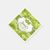 グリーン迷彩柄カモフラージュブライダルシャワー スタンダードカクテルナプキン (角)