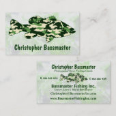 グリーン迷彩柄バス魚釣りテンプレート 名刺 (正面/裏面)