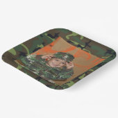 グリーン迷彩柄フォトフレーム誕生日紙プレート ペーパープレート (傾斜あり)