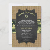 グリーン迷彩柄ベビースプリンクル招待状、カモフラージュバーラップ 招待状 (正面)