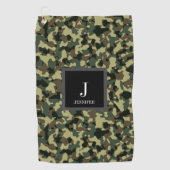 グリーン迷彩柄名前をカスタムする ゴルフタオル (正面)