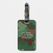 グリーン迷彩柄&バック鹿パーソナライズされたラゲッジタグ ラゲッジタグ (裏面縦)