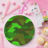 グリーン迷彩柄 ペーパープレート (パーティー)