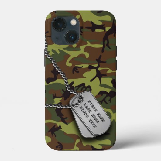 グリーン迷彩柄(犬用ラベル) Case-Mate iPhoneケース (裏面)