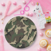 グリーン迷彩柄、紙パーティープレート ペーパープレート (パーティー)