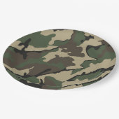 グリーン迷彩柄、紙パーティープレート ペーパープレート (アングル)