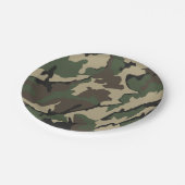 グリーン迷彩柄、7インチ紙パーティープレート ペーパープレート (アングル)