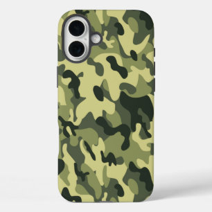 グリーン迷彩柄 iPhone 16 PLUSケース