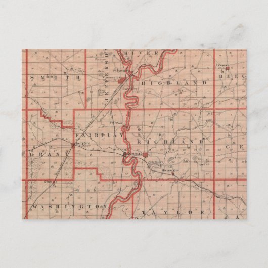 グリーン郡の地図 ポストカード (正面)