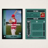 グリーン野球トレーディングカードカスタマイズ可能な統計 (正面&裏面)