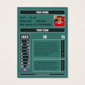 グリーン野球トレーディングカードカスタマイズ可能な統計 (裏面)