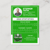 グリーン野球中継カードプロ野球選手 コーリングカード (裏面)