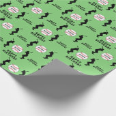 グリーン野球選手キッズネーム誕生日 ラッピングペーパー (角)