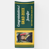 グリーン金ゴールドおめでとうカスタムグラード写真卒業 横断幕 (縦)