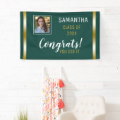 グリーン金ゴールドおめでとう大学院写真卒業 横断幕 (インサイチュ)