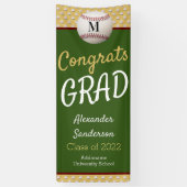 グリーン金ゴールドおめでとう大学院野球卒業 横断幕 (縦)