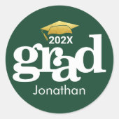 グリーン金ゴールドはっきりしたタイポグラフィモダン ラウンドシール (正面)