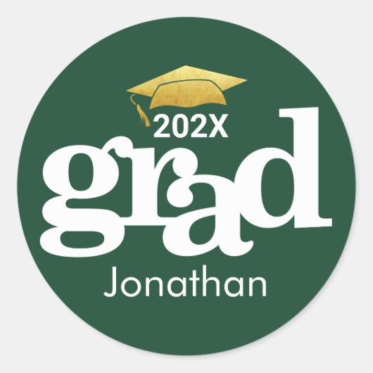 グリーン金ゴールドはっきりしたタイポグラフィモダン ラウンドシール (正面)