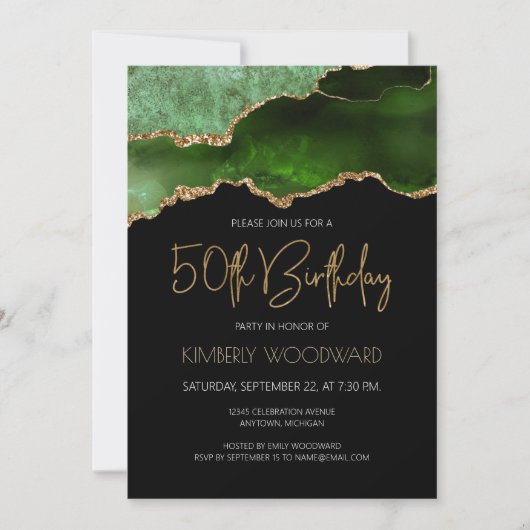 グリーン金ゴールドアゲート50th Birthday Partyへの招待 招待状 (正面)