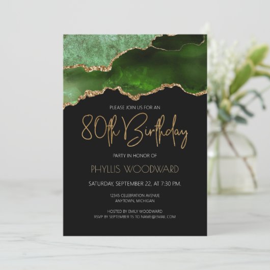 グリーン金ゴールドアゲート80th誕生日パーティー 招待状 (スタンド正面)