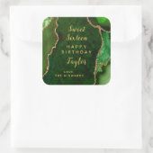 グリーン金ゴールドアゲートSweet sixteenハッピーバースデー スクエアシール (バッグ)