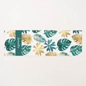 グリーン金ゴールドイエロー熱帯自然パーム ヨガマット (正面(横))