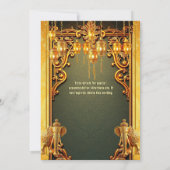 グリーン金ゴールドインディアンゾウ提灯ヒンズー教 招待状 (裏面)