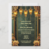 グリーン金ゴールドインディアンゾウ提灯フローラヒンディ 招待状 (正面)