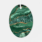 グリーン金ゴールドエメラルドクリスマスオーナメント メタルオーナメント (正面左)