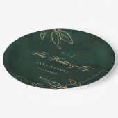 グリーン金ゴールドエメラルドボタニカルエンチャント結婚ズ ペーパープレート (アングル)
