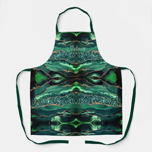 グリーン金ゴールドエメラルド名前をカスタムするエプロン エプロン (正面)