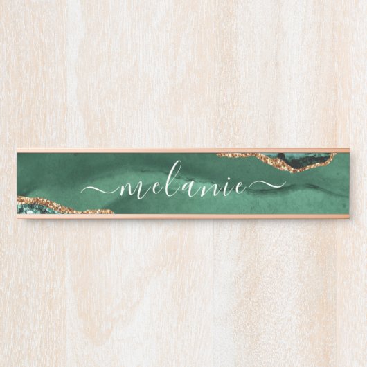 グリーン金ゴールドエメラルド名前をカスタムするドアサイン サインプレート (正面)