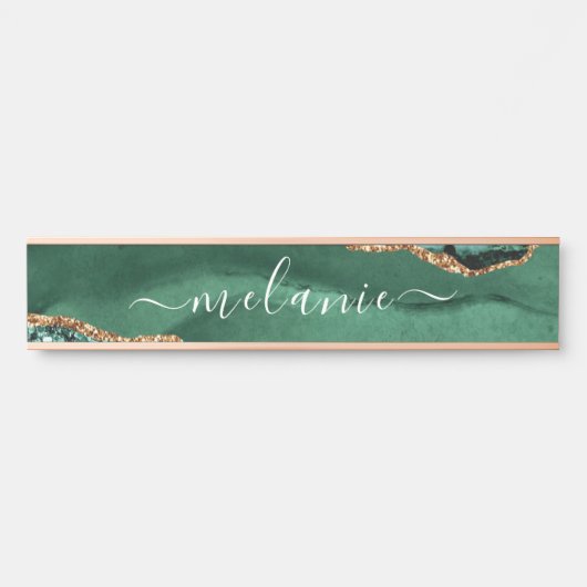 グリーン金ゴールドエメラルド名前をカスタムするドアサイン サインプレート (正面)