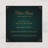 グリーン金ゴールドエレガントマンダラヨガインストラクタースクエア スクエア名刺 (裏面)