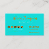 グリーン金ゴールドエレガントメイクアップアーティスト 名刺 (裏面)