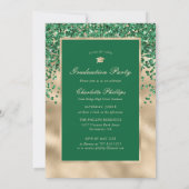 グリーン金ゴールドエレガント写真卒業パーティー 招待状 (裏面)